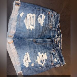 American Eagle Outfitters Blue Distressed Jean Shorts
